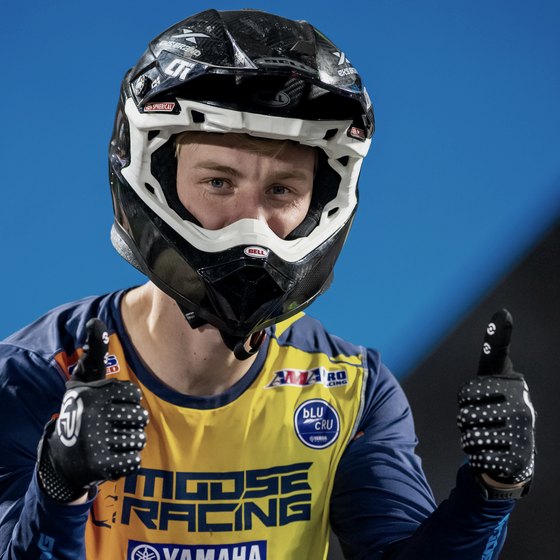 Richard Taylor on his race bike at an AMA Supercross round